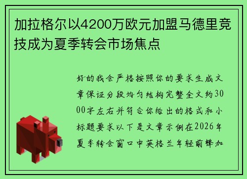 加拉格尔以4200万欧元加盟马德里竞技成为夏季转会市场焦点